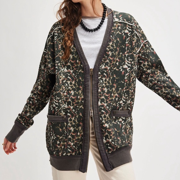 NWOT Free People We the Free Aiden Cardigan in Washed Combo